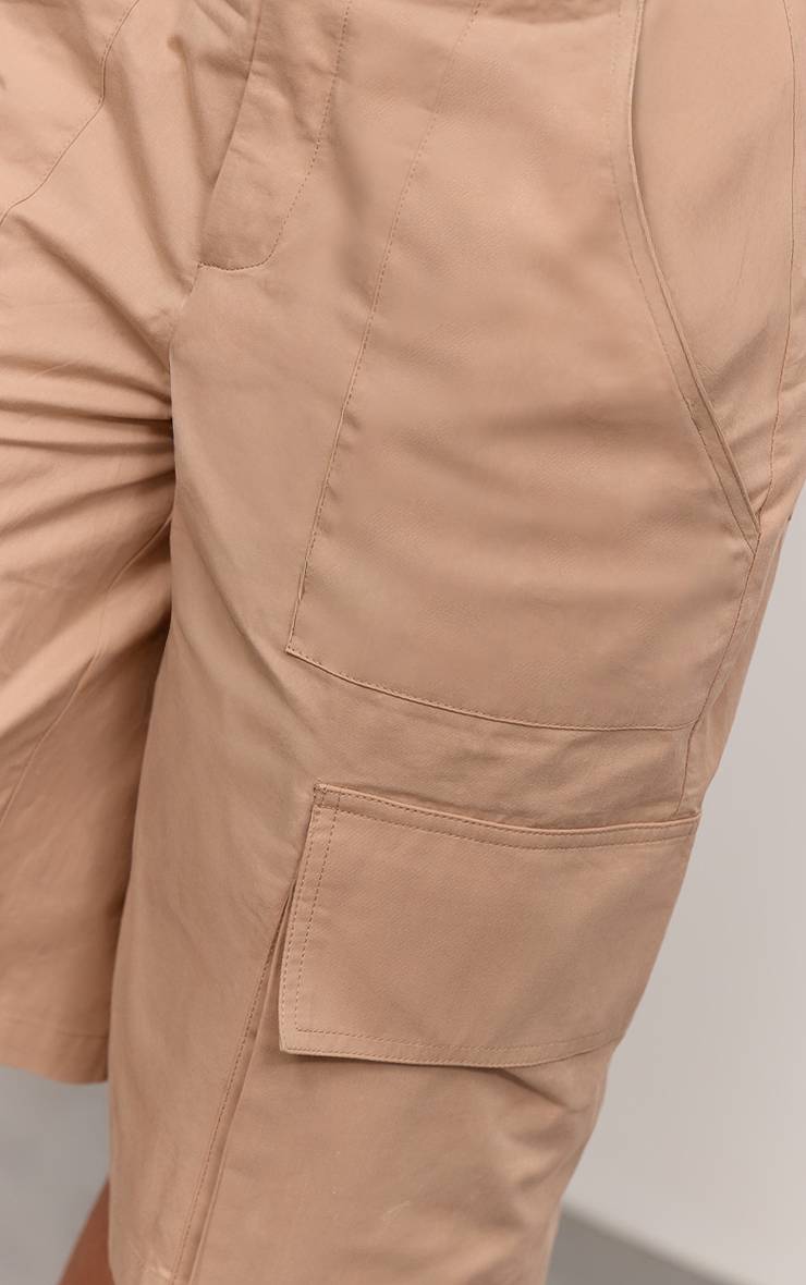 Sable Short Long Tissé Avec Détail De Poches Cargo