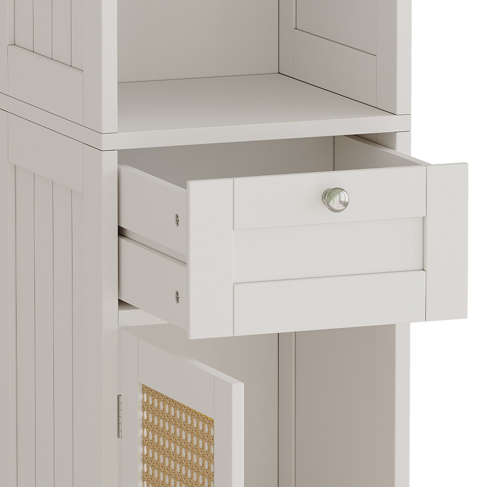 Vicco Hochschrank Rosario 32 x 170 cm, Weiß, 2 Türen, 1 Schublade, Badschrank, modern