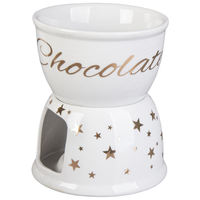 Schokoladenfondue-Set - aus Keramik - 4-teilig - ca. 11 x 18 cm