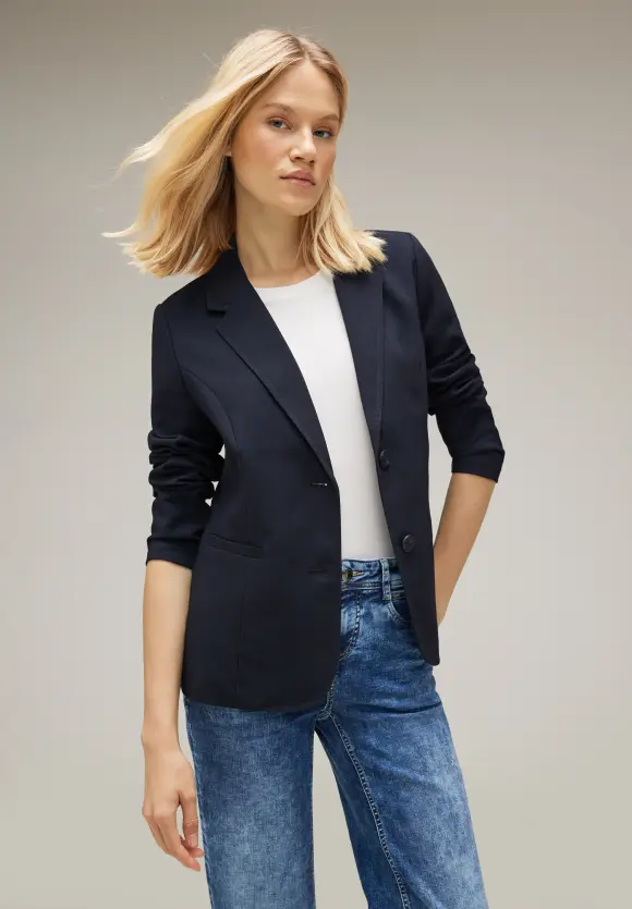 Twill Blazer in Unifarbe - deep blue