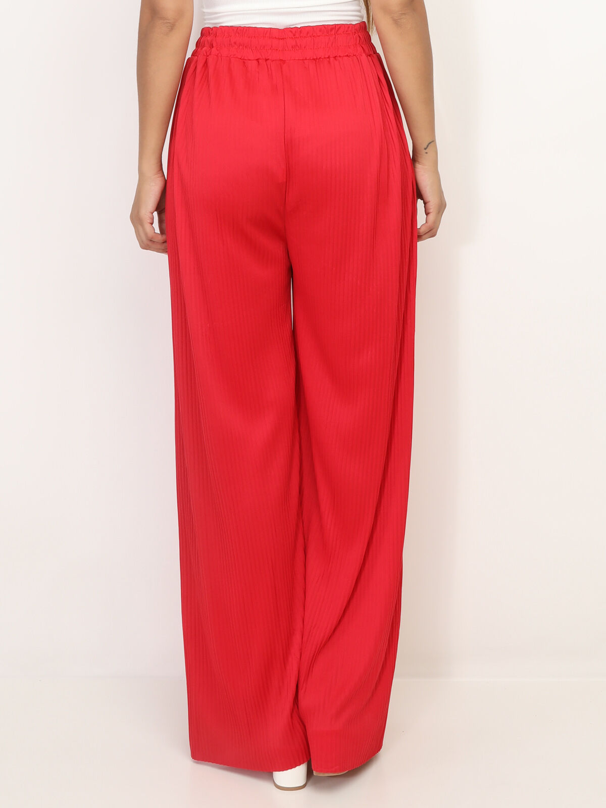 Pantalon large plissé- Rouge