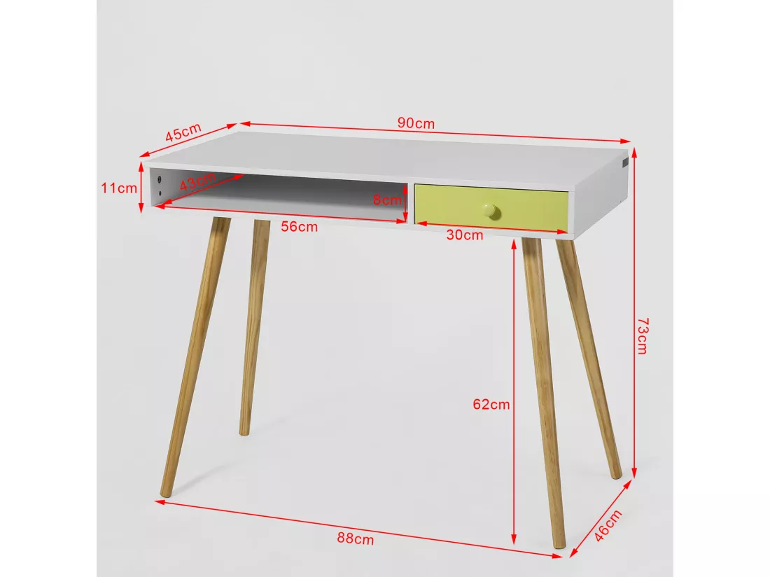 Bureau Console ordinateur Table d'appoint Secrétaire Informatique - 1 tiroir, FWT24-W