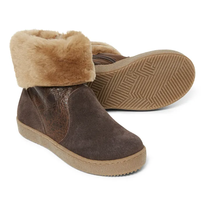 Pèpè Boots Bi-Matières Fourrées | Chocolat