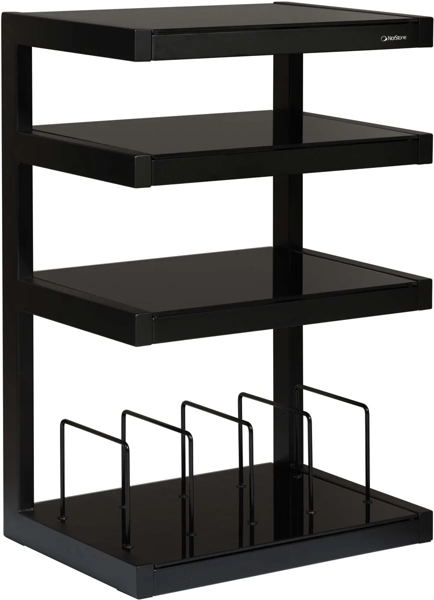 NorStone Esse hi-fi Vinyl noir satiné verres noirs Meubles hi-fi