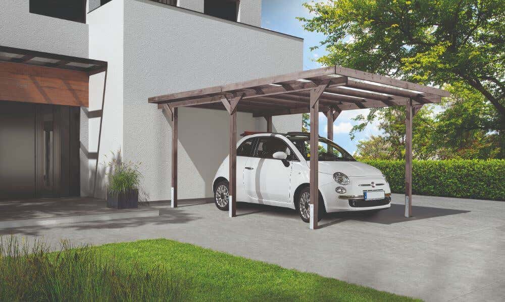 Alpholz Enkele Carport Sicilië, Houten Carport in Zwart, Overkapping, Luifel