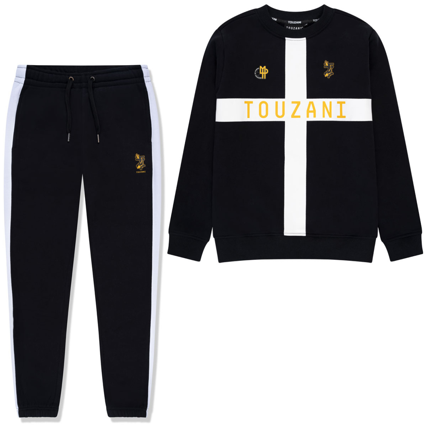 Touzani Chagoi Ki Utsuri Crew Trainingspak Kids Zwart Wit Goud