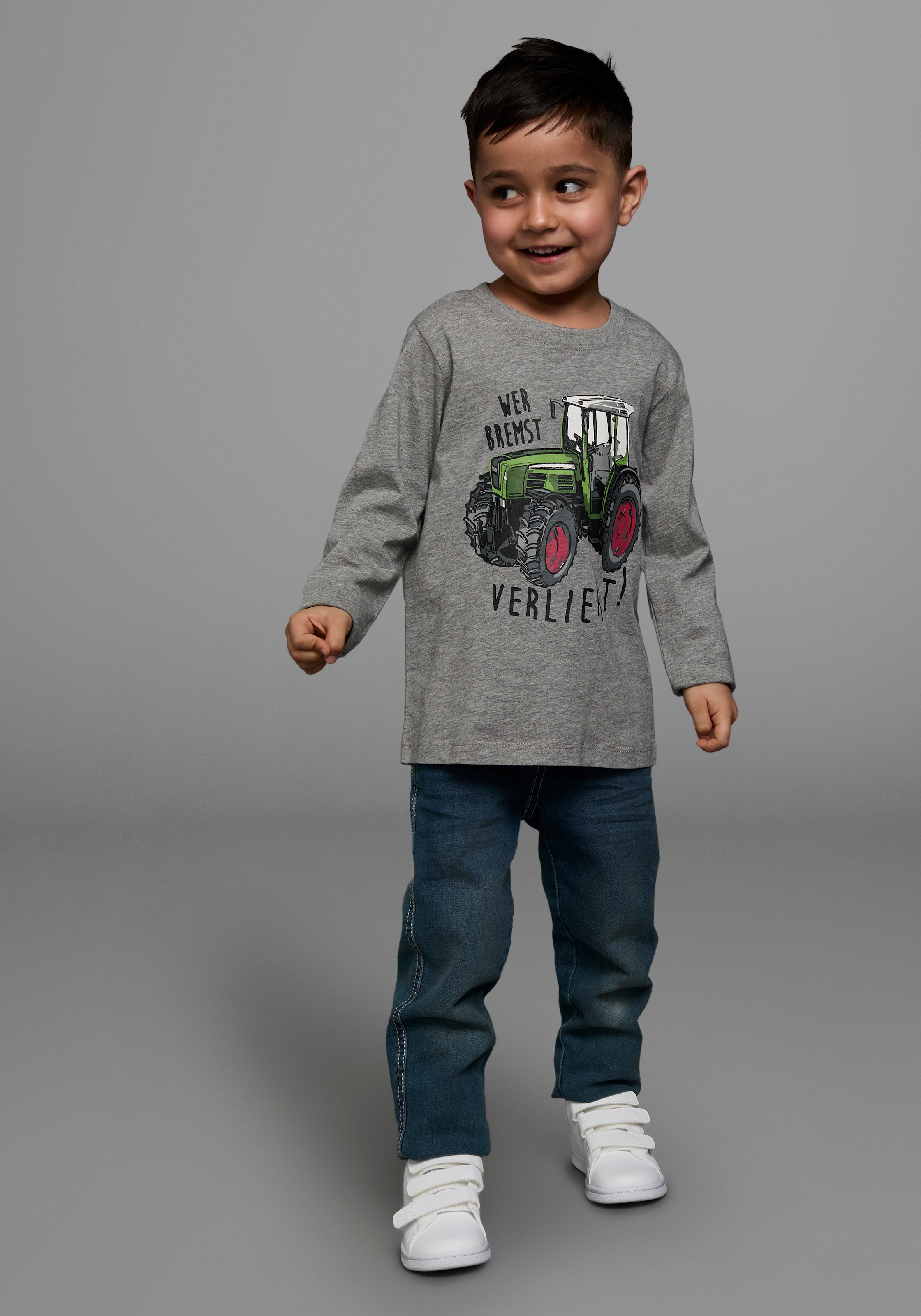 KIDSWORLD Langarmshirt »WER BREMST, VERLIERT!«, Langarm,  dehnbares Material,  aus Baumwolle und Viskose