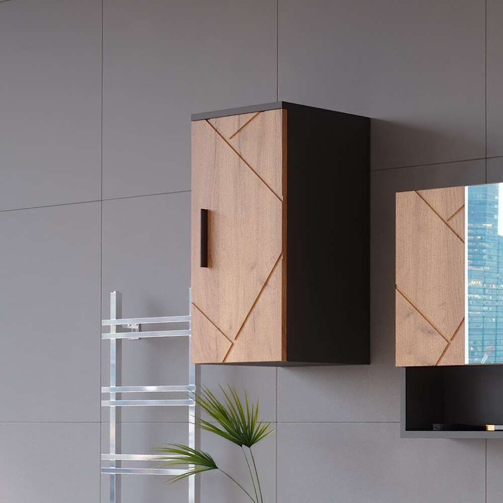 Vicco Hängeschrank Badschrank Badezimmermöbel Irma Anthrazit Eiche modern 30x59 cm Badezimmer Schrank Badmöbel Schranktür Schrankfach Einlegeboden Ablagefach Aufbewahrung