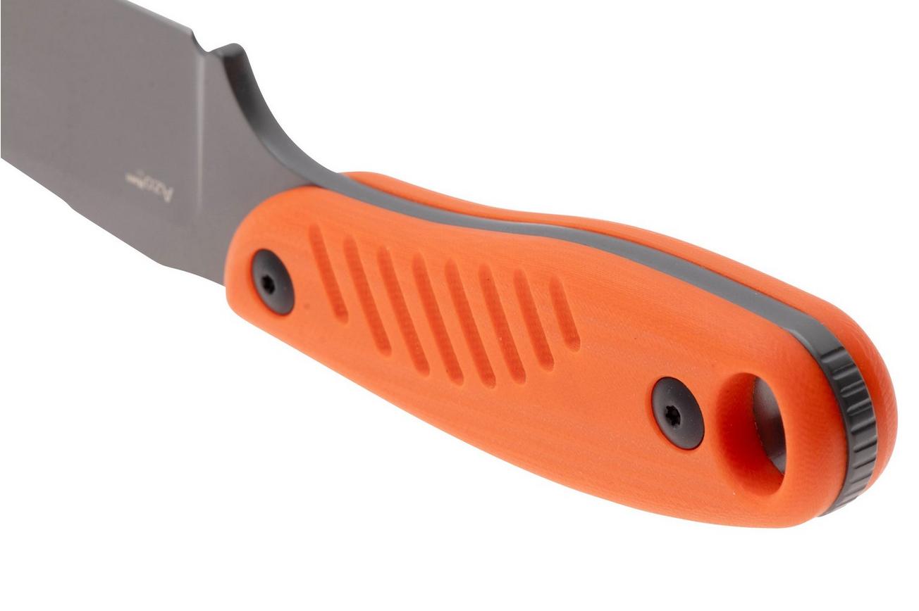 Kizer Hare 1077A1 Grey PVD D2, Orange G10, vaststaand mes, Azo design