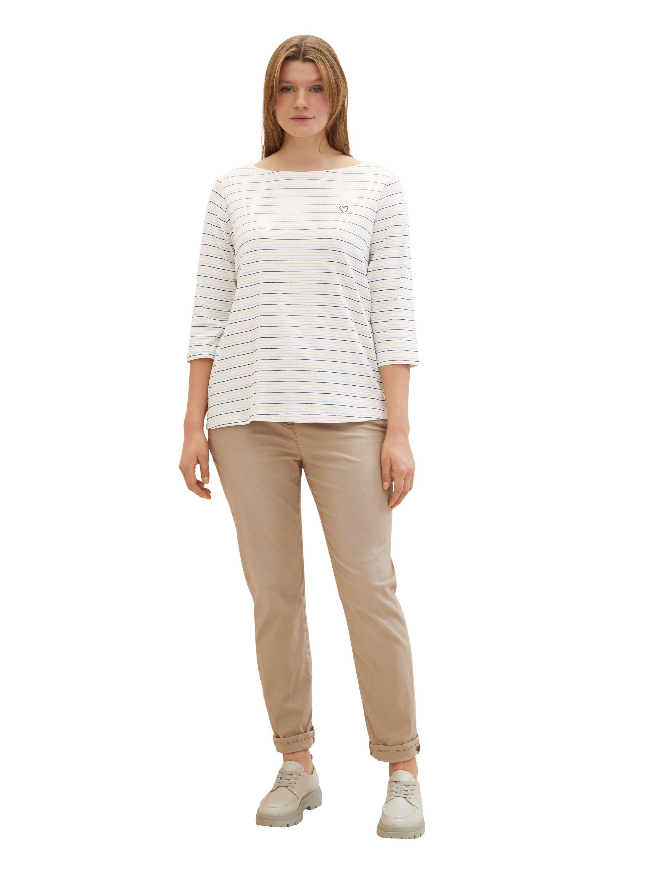 Ringelshirt mit U-Boot-Ausschnitt und 3/4-Arm