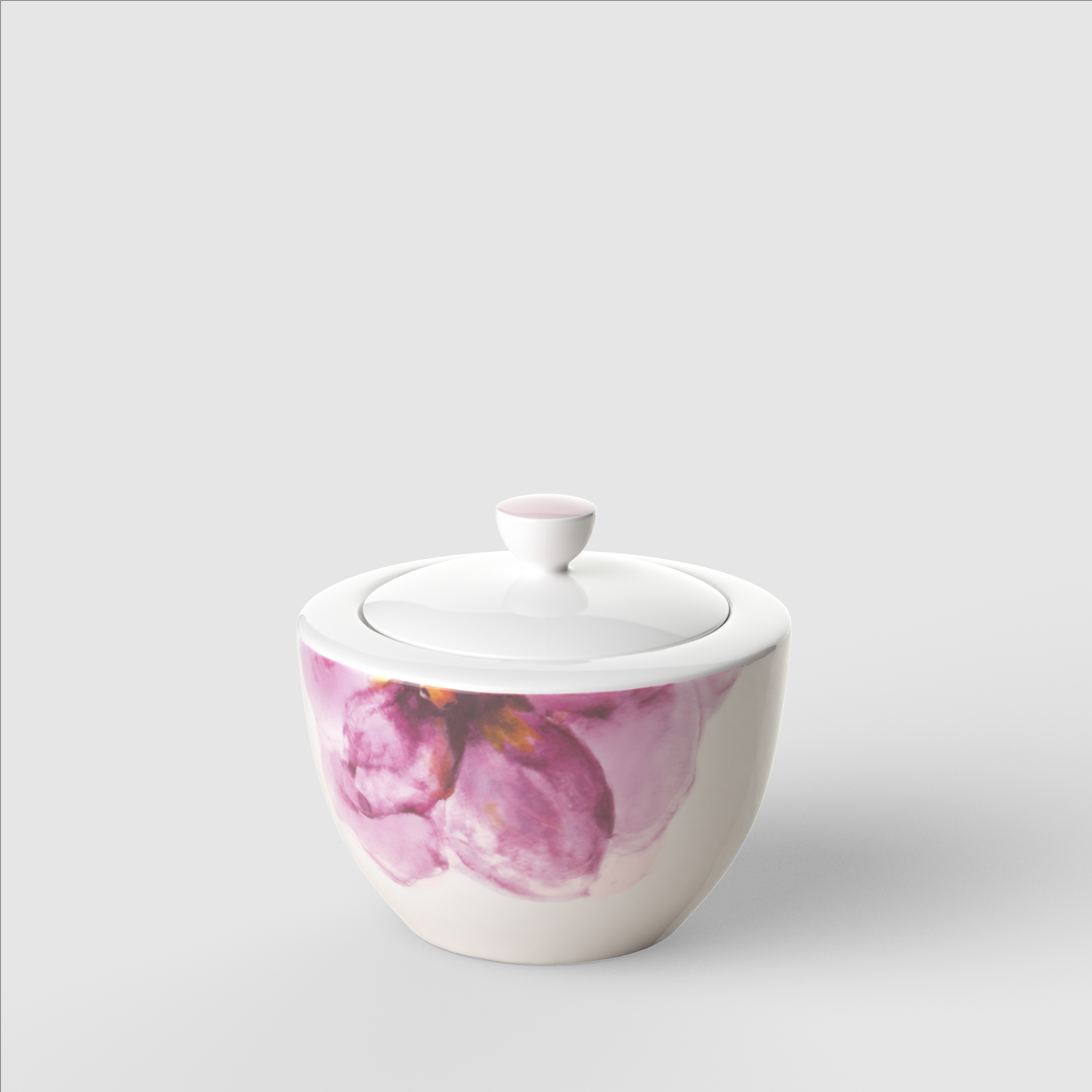 Rose Garden Sugar bowl Pink, 9.2 oz, Premium Porcelain