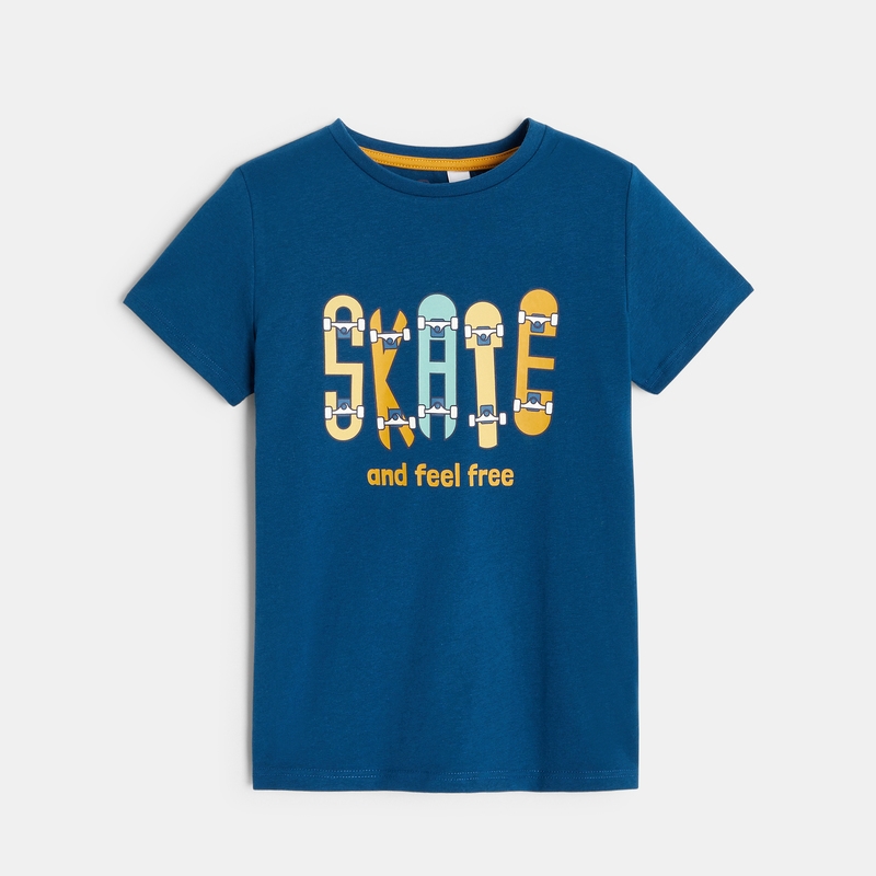 T-shirt motif skate bleu garçon