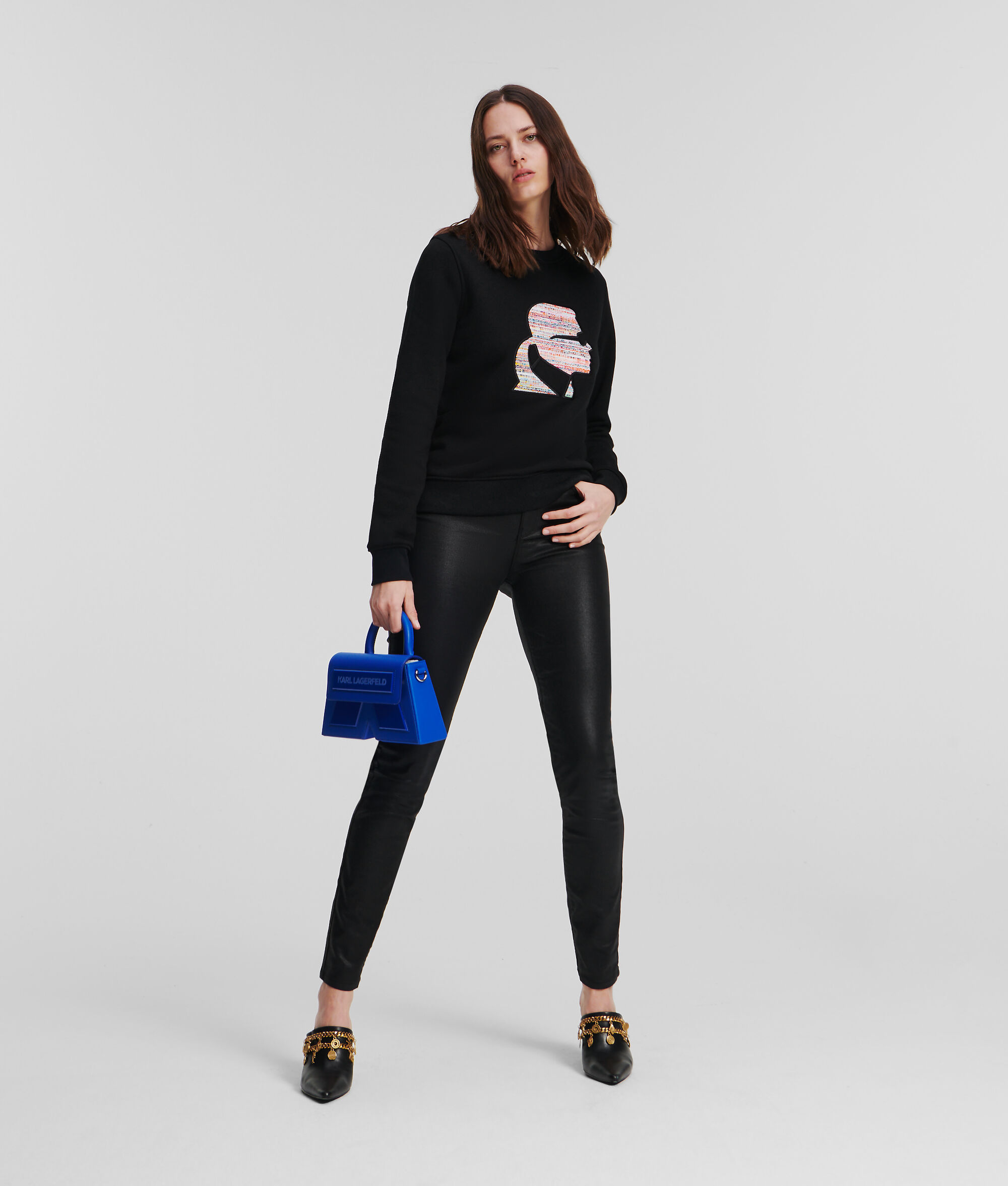 SWEAT-SHIRT BOUCLÉ AVEC MOTIF PROFIL KARL