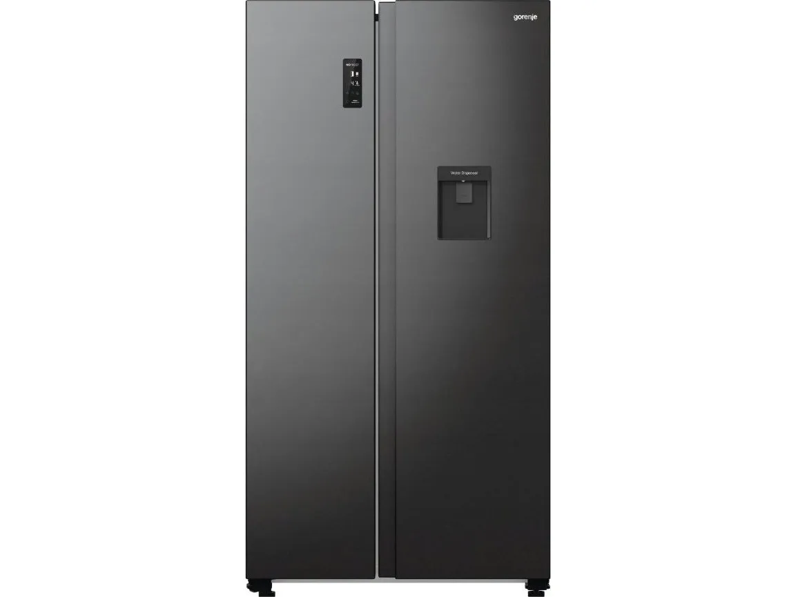 Gorenje Advanced NRR9185EABXLWD - Køleskab/fryser - side-by-side med vanddispenser - bredde: 91.5 cm - dybde: 67 cm - højde: 178.6 cm - 547 liter - Klasse E - sort