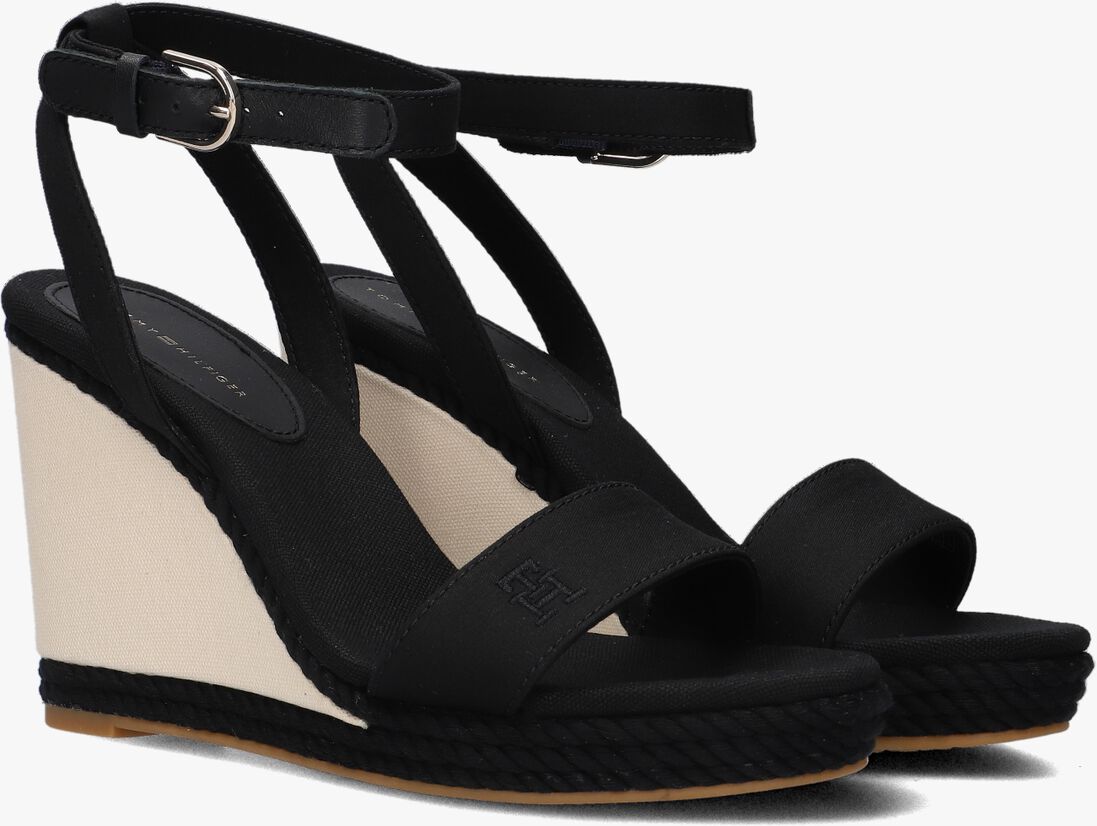 TOMMY HILFIGER zwarte tommy hilfiger sandalen rope webbing wedge