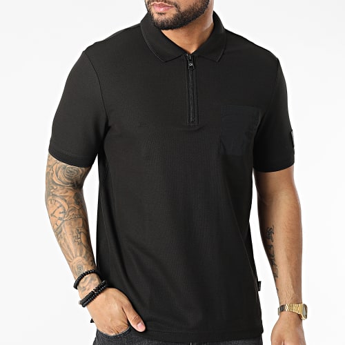 Polo Manches Courtes A Poche Poitrine Tech Repreve Pique 8729 Noir