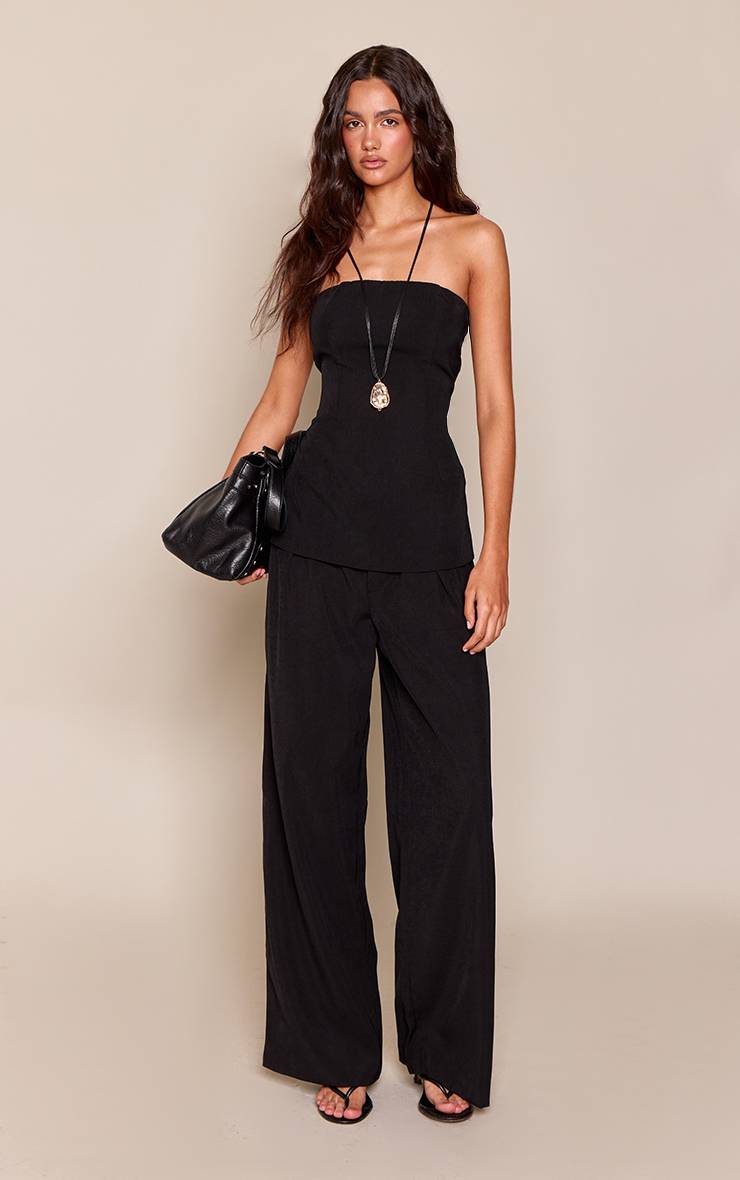 Noir Haut Bandeau Long Ajusté Coordonné