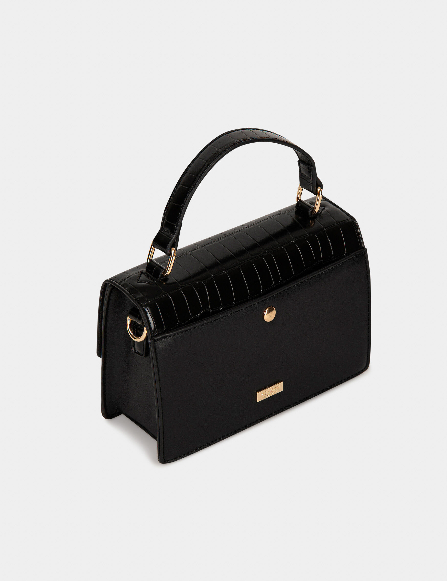Sac cartable effet croco noir femme - noir