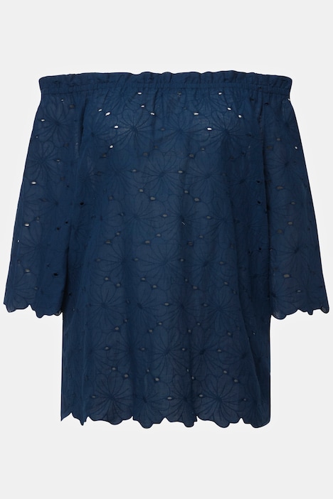 Carmenbluse, schulterfrei, A-Linie, Spitze, Halbarm
