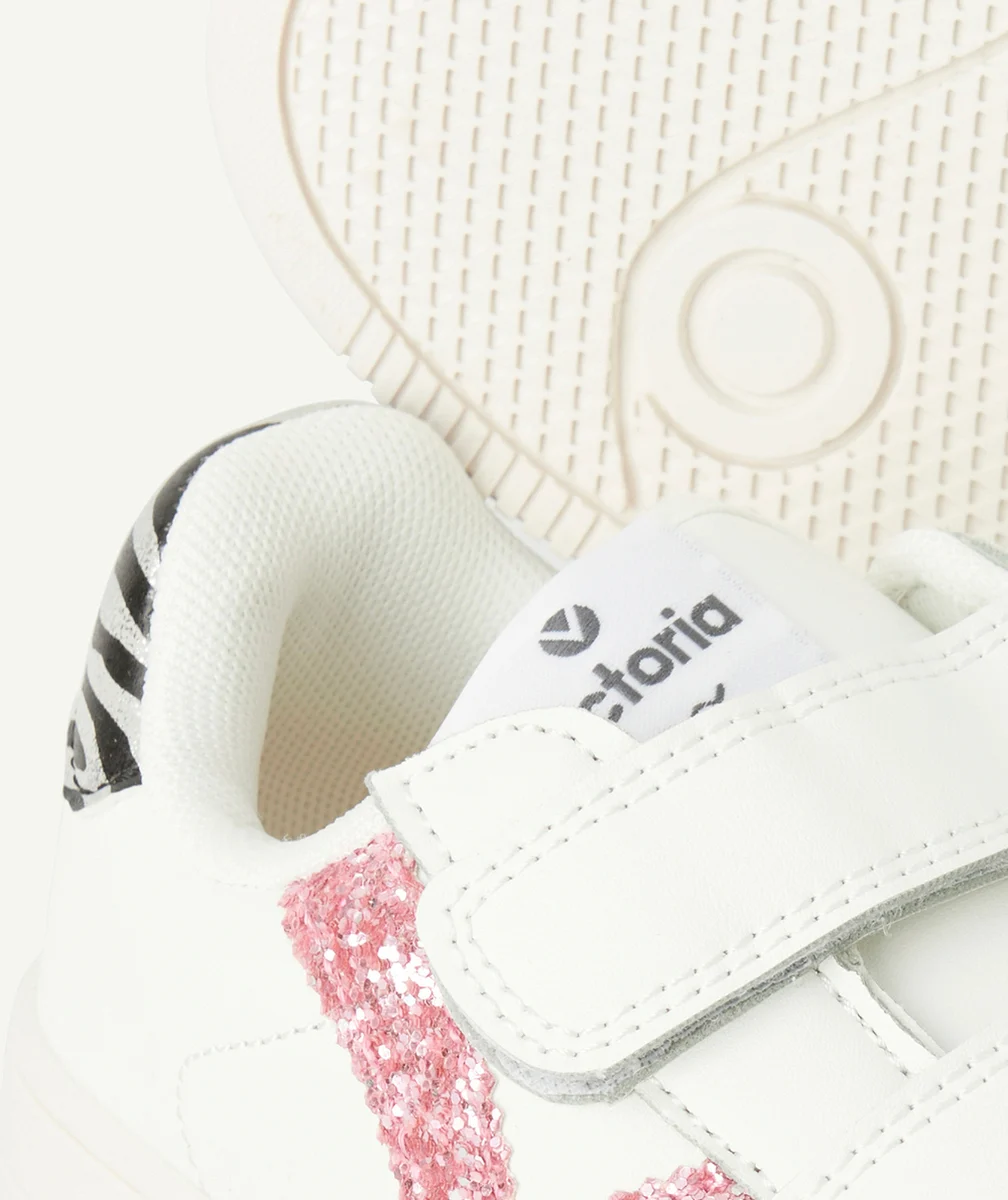 VICTORIABASKETS BLANCHES FILLE LOGO GLITTER ROSE