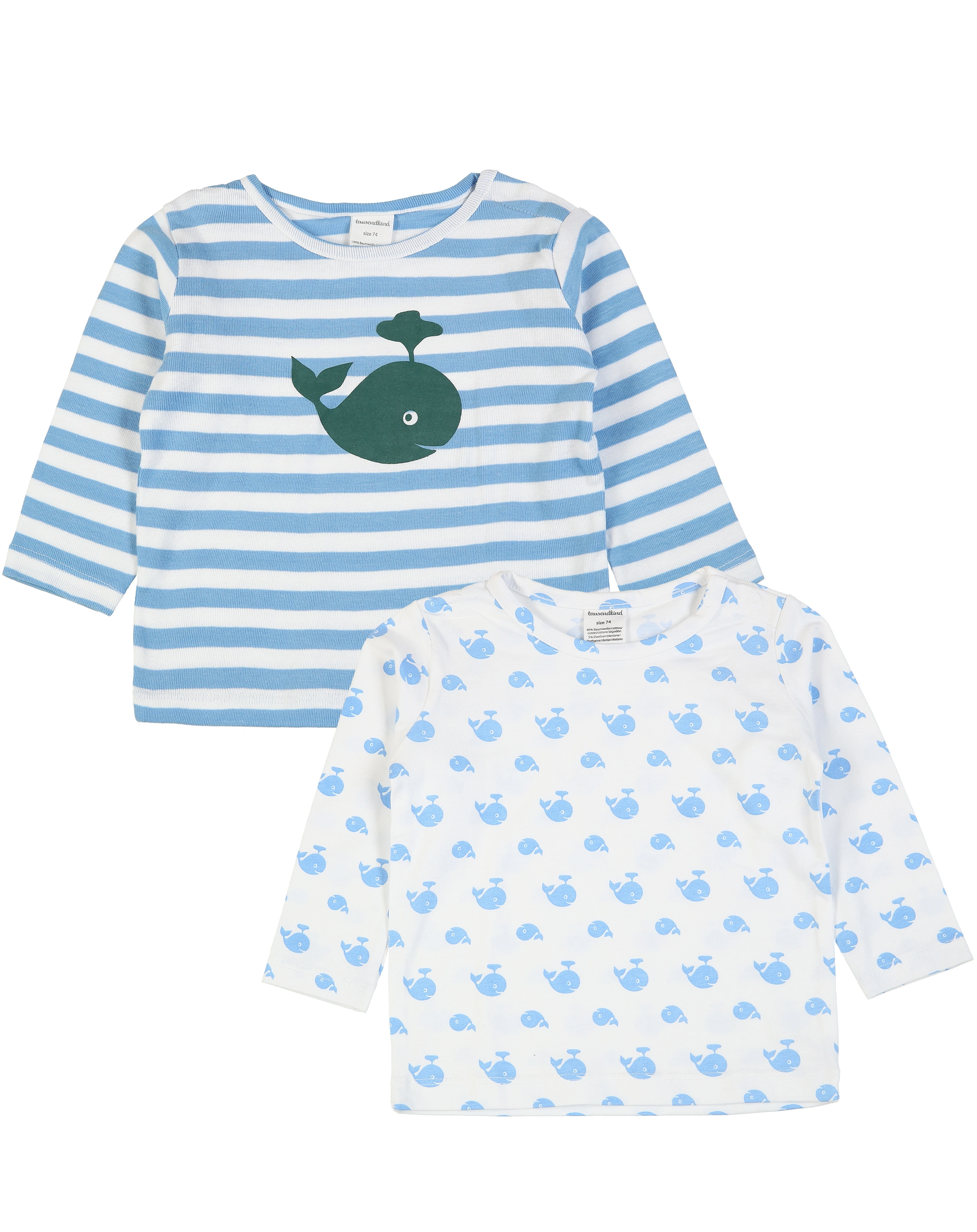 Langarmshirt WAL 2er-Pack in weiß/hellblau