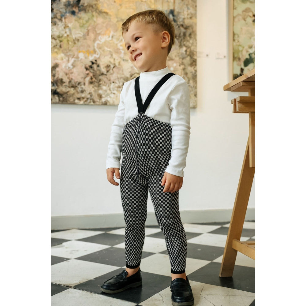 Køb Silly Silas Black X White Checked Special Footless Strømpebukser