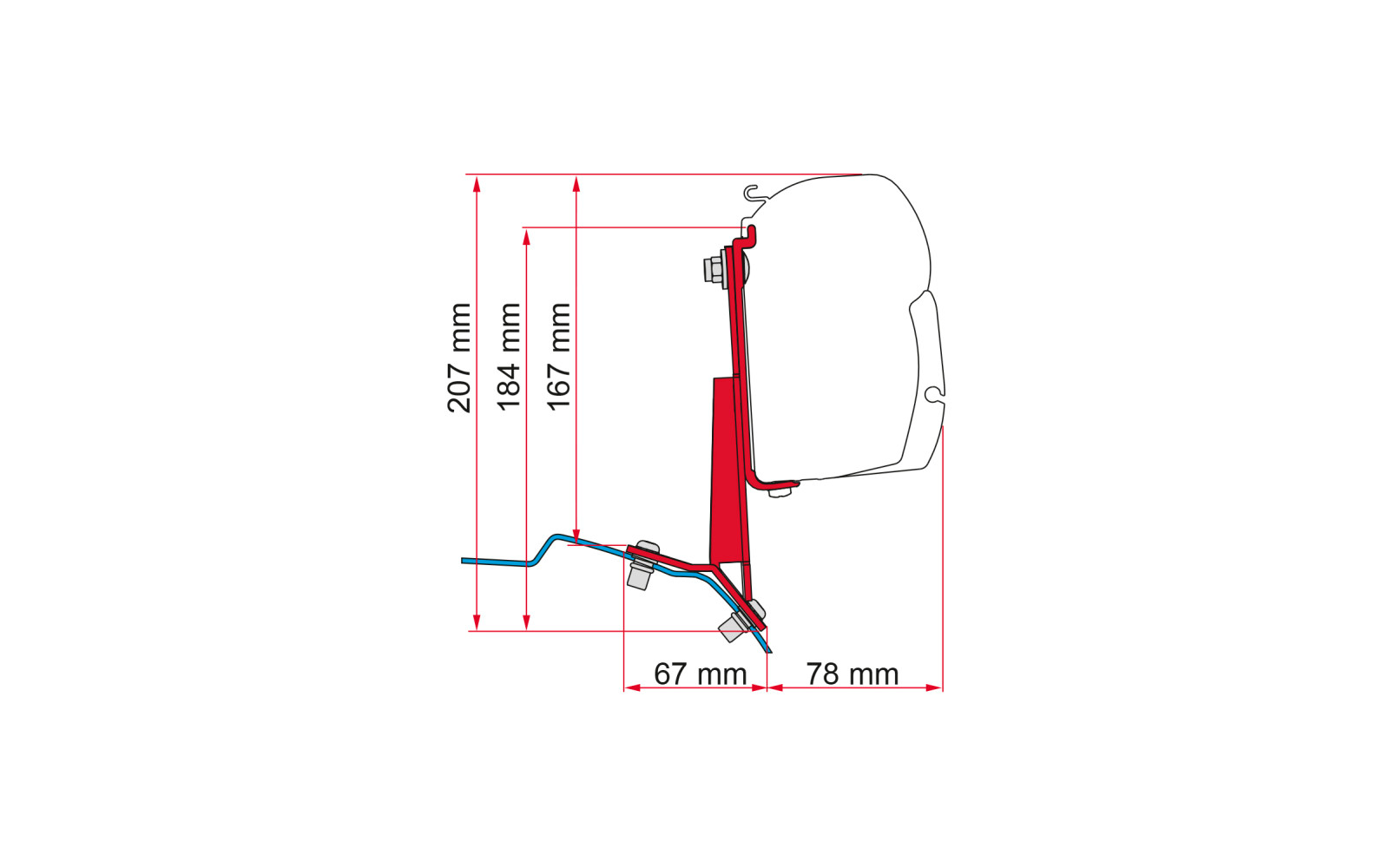 Fiamma Markisenadapter-Kit für Markise F45s Ford Custom Fahrerseite links Deep Black