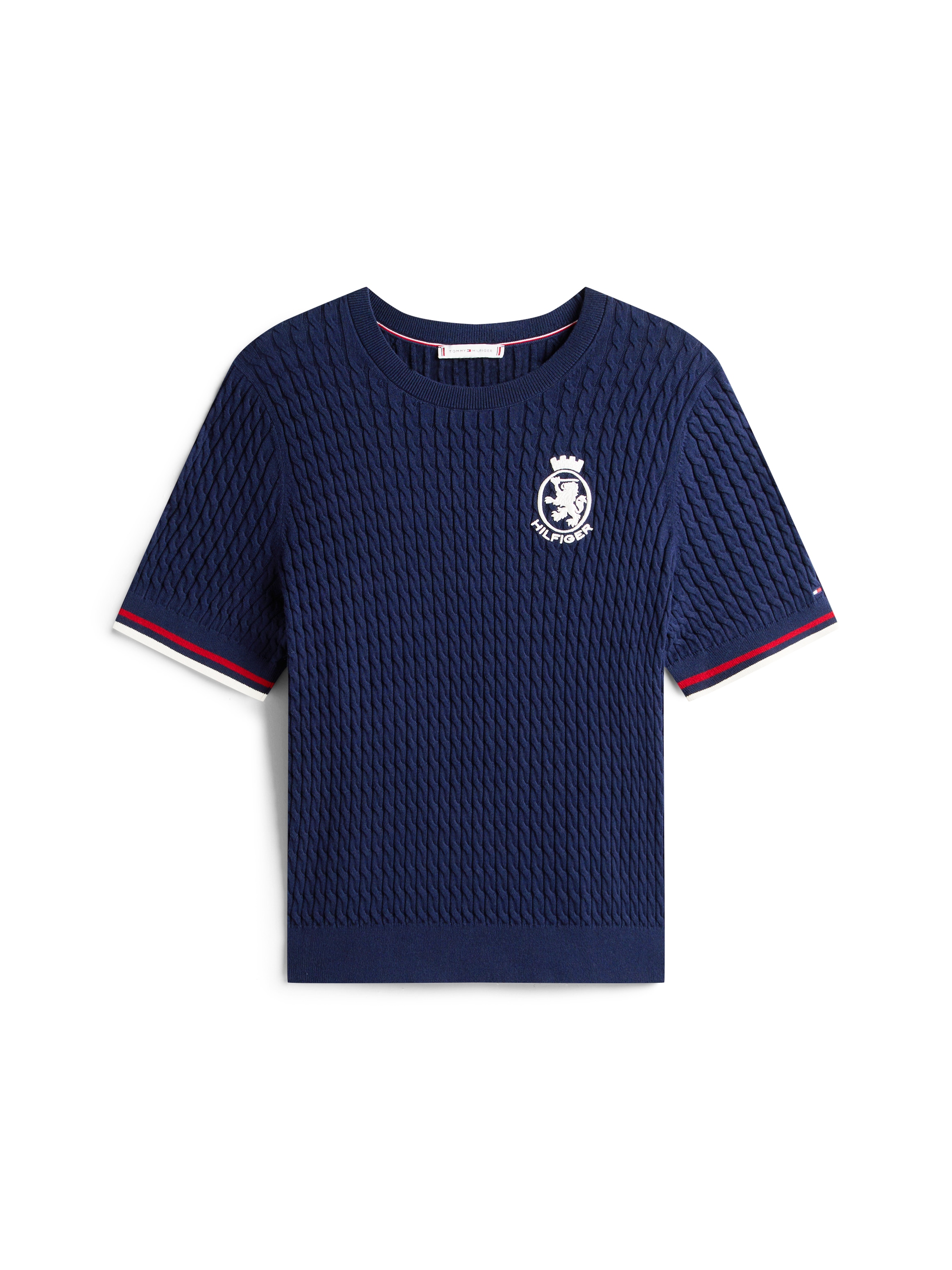 Tommy Hilfiger Curve Strickpullover »CRV CO CABLE FINE GG GPC SS SWT« in grossen Grössen, mit Zopfmuster