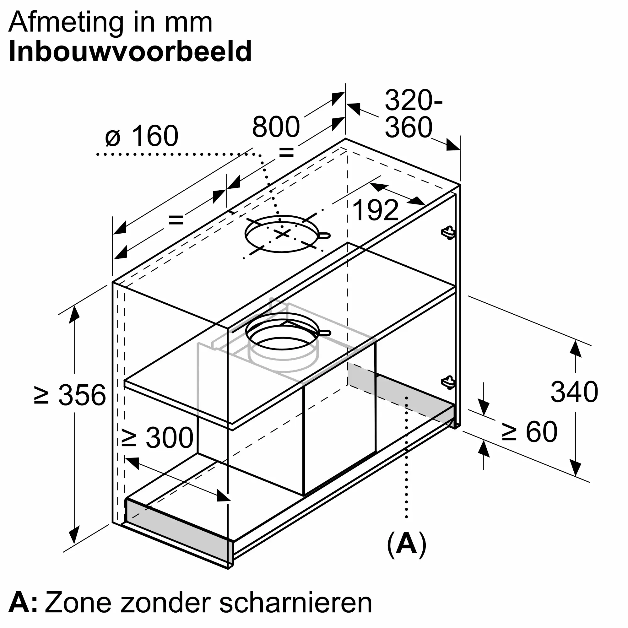 Serie 4 Geïntegreerde blokdesign schouwkap 80 cm helder glas, Matzwart