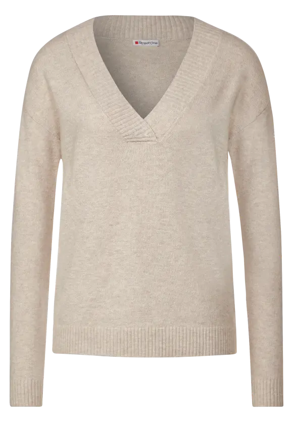 V-Ausschnitt Pullover - spring sand melange