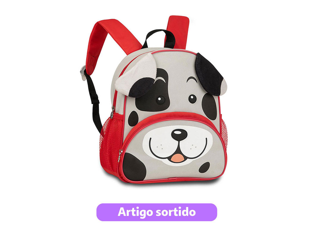 MOCHILA PRÉ-ESCOLAR CLIO CACHORRINHO 33X27X15CM MODELOS SORTIDOS