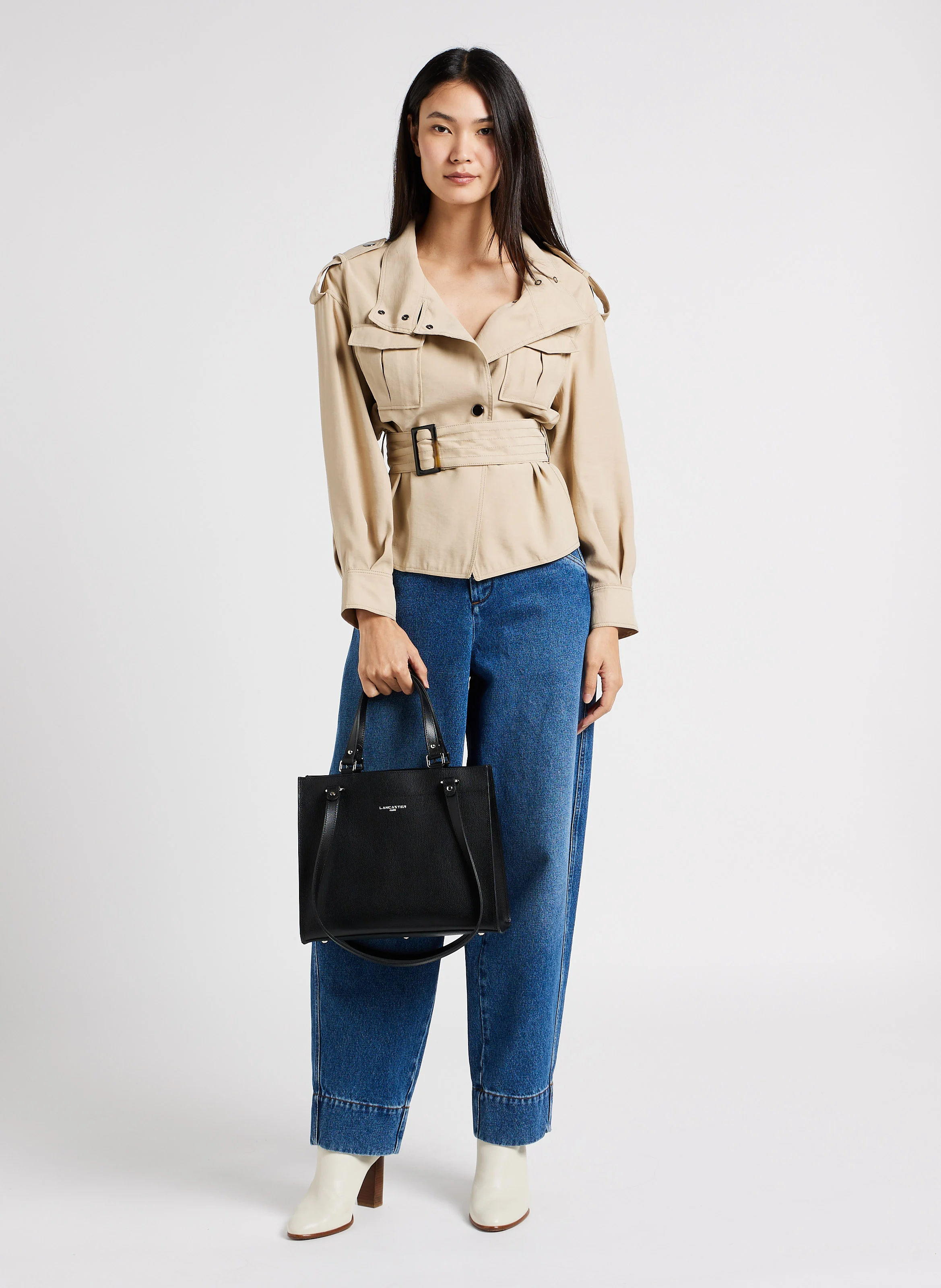 SIERRA - Sac cabas en cuir grainé| Noir
