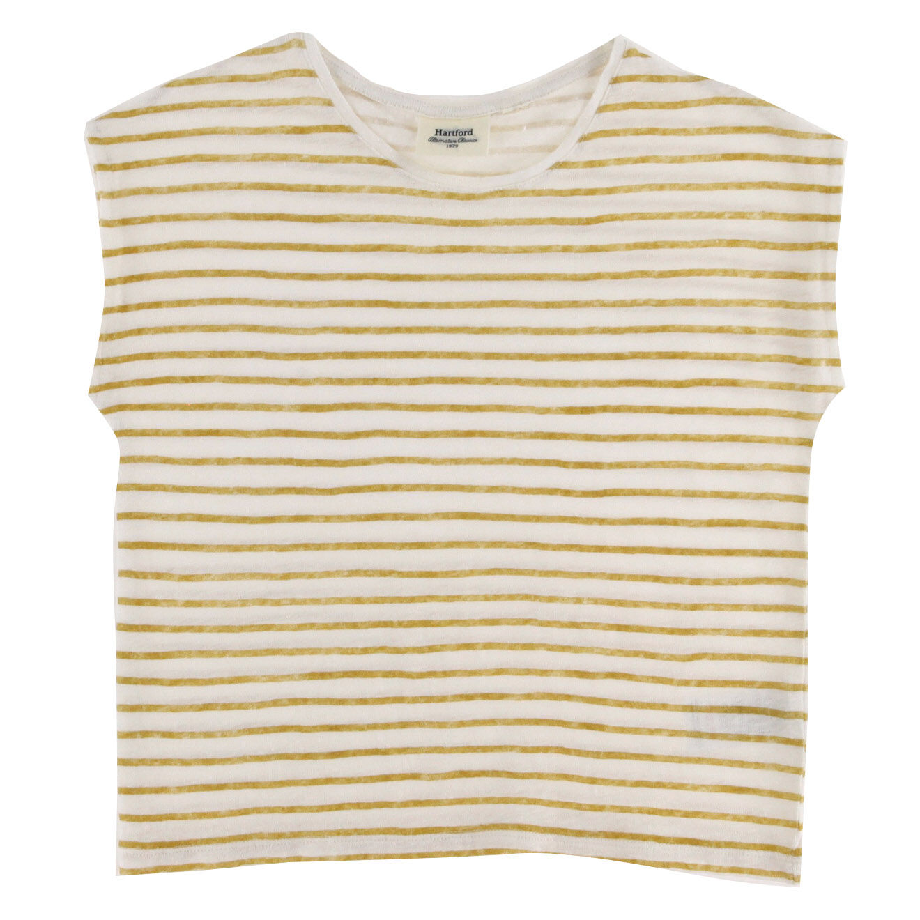 Hartford T-Shirt 100% Lin Tomie rayé beige/écru
