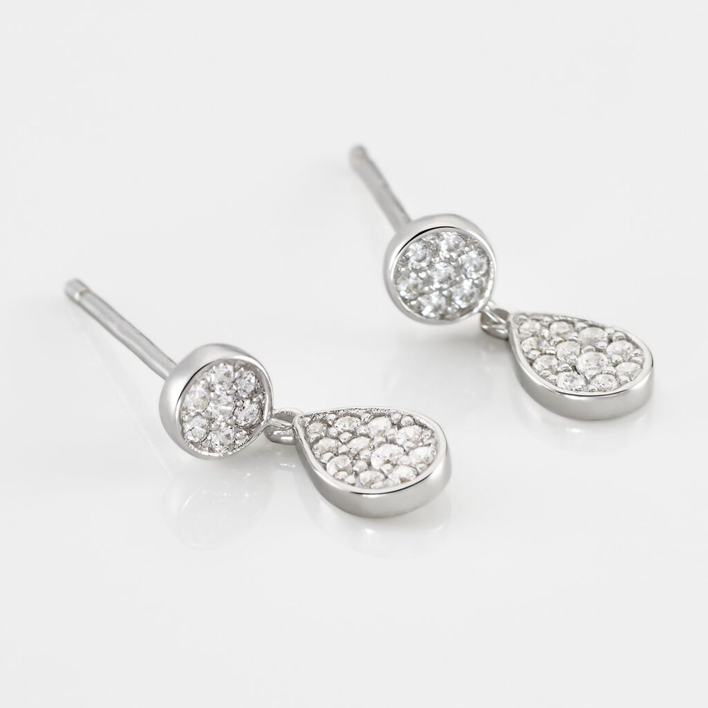 Boucles D'oreilles Pendantes Aletha Argent Blanc Oxyde De Zirconium