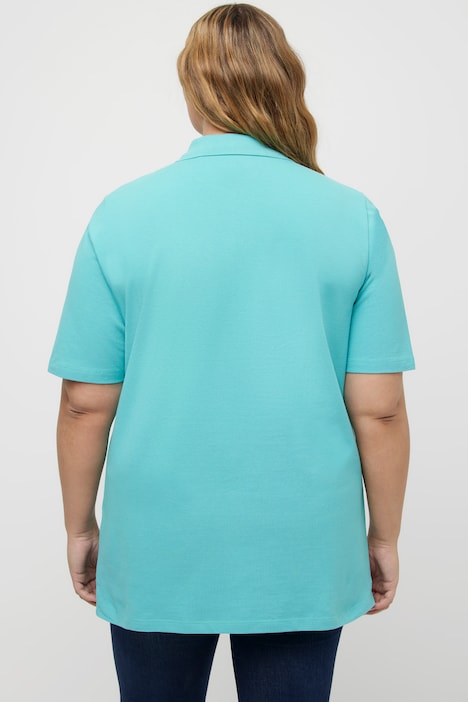 Poloshirt, Piqué, Polokragen, Samt-Knopfleiste, Halbarm