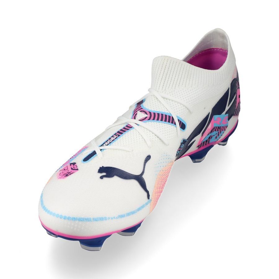 PUMA Future 7 Match FG/AG Volume Up - Blanc/Bleu/Poison Pink/Fizzy Melon/Bleu