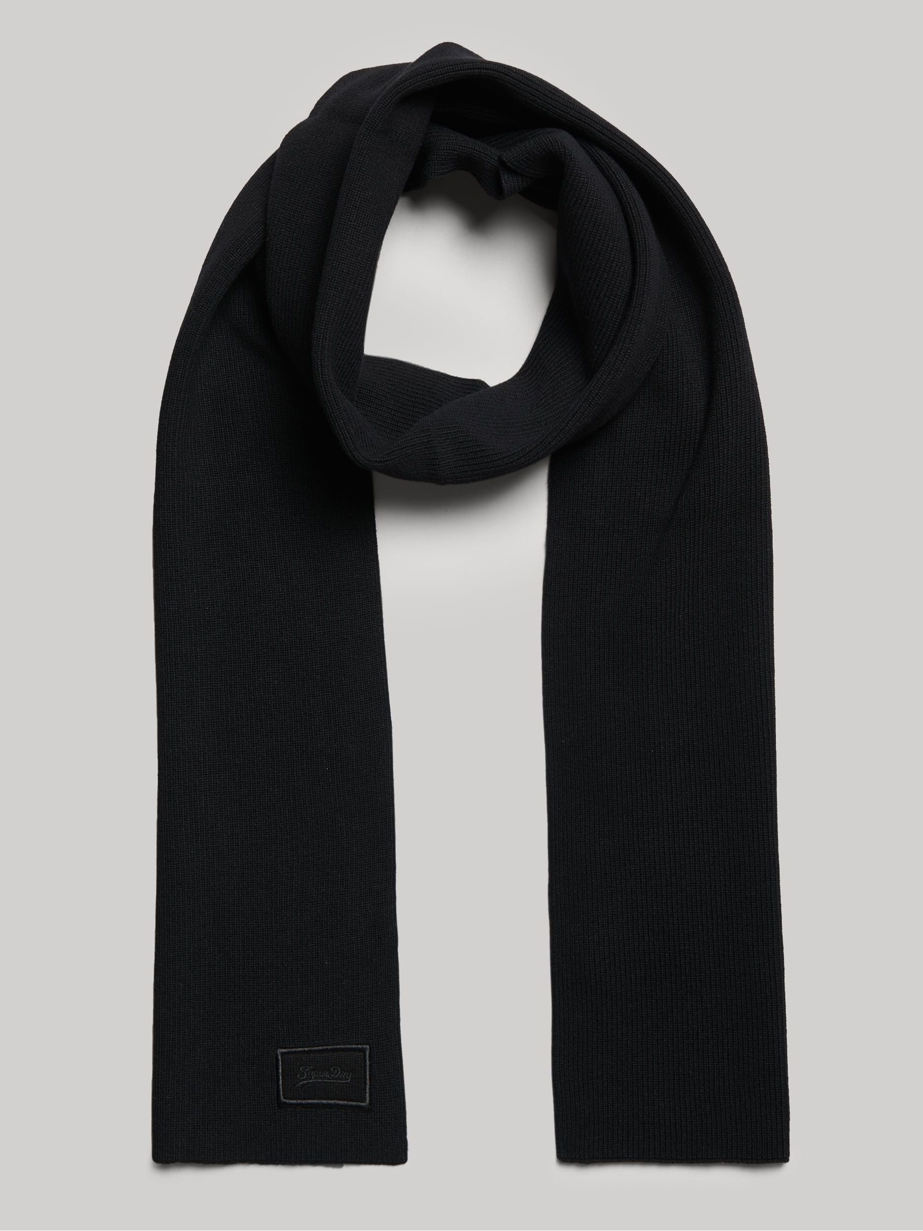 Zwart - Superdry - Gebreide sjaal met logo
