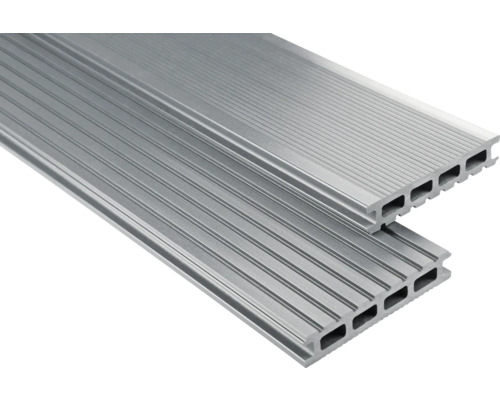 Konsta WPC terrasplank Primera holle kamerprofiel glad 26x145 mm (verkoop per meter van 1,00 m tot max. 6,00 m) grijs