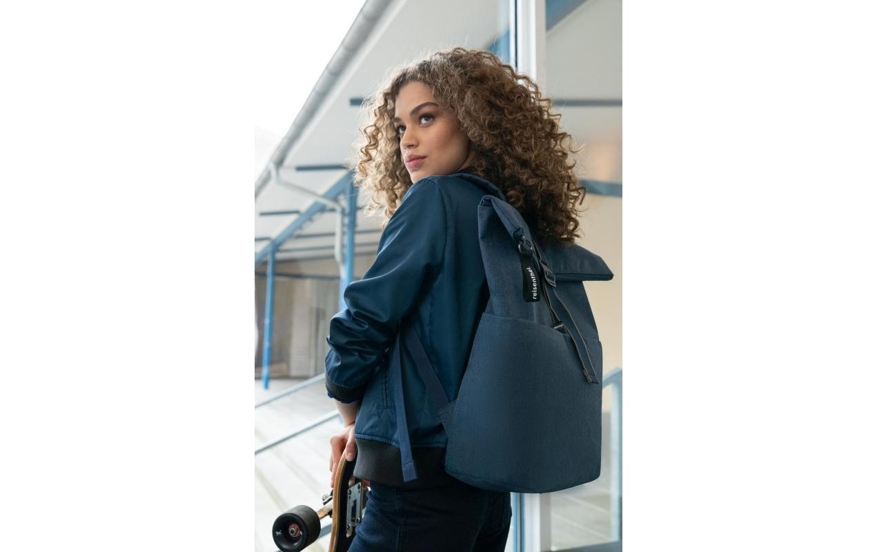 Freizeitrucksack Rolltop Backpack Herringbone Dark BlueRanzen für Freizeit, Arbeitsweg und City-Trip