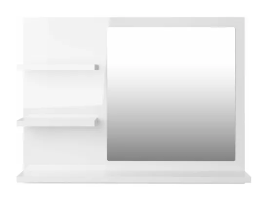 Miroir de salle de bain blanc brillant bois d’ingénierie