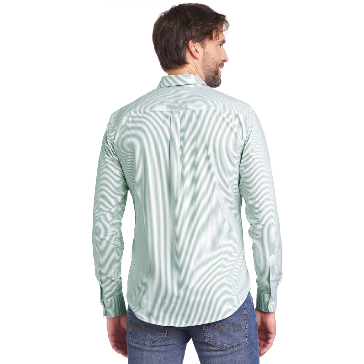 Jonas Nielsen Herren Hemd mit Button-down-Kragen dunkelgrün / weiss