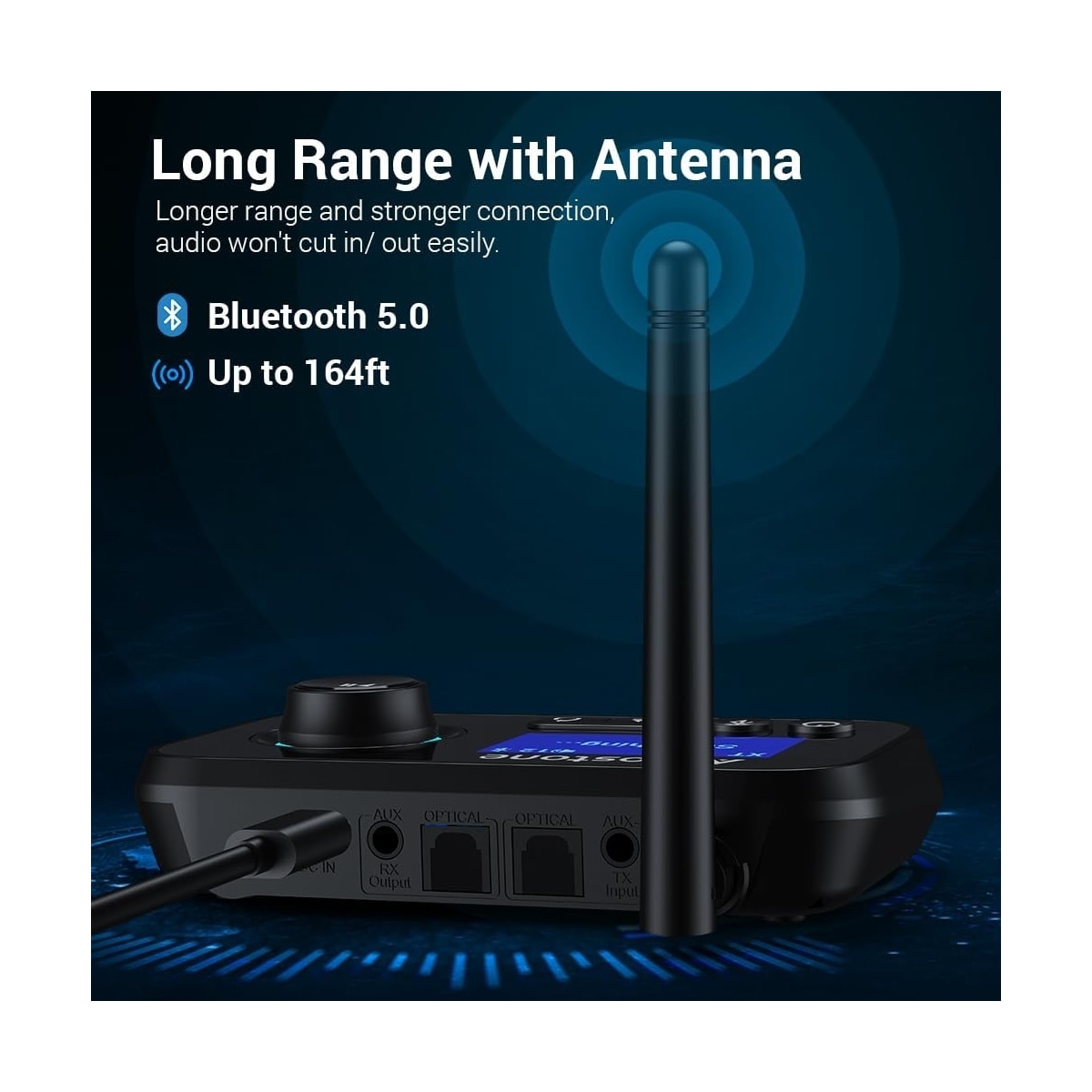 NÖRDIC Bluetooth 5.0 sendermottaker, lydadapter for 2 hodetelefoner Lang rekkevidde