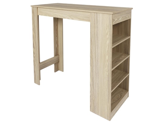 THE HOME DECO FACTORY - Table de bar mange debout avec 4 niches de rangement - marro...