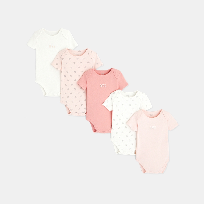 Body manches courtes col US (lot de 5) rose naissance