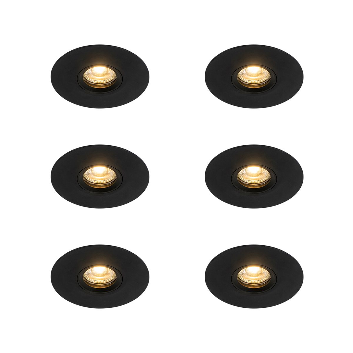 Set van 6 Moderne inbouwspot zwart 12 cm - Buco
