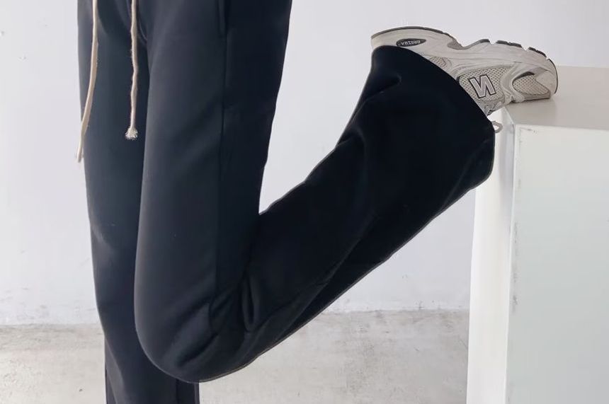 Morhan - Hoge taille effen rechte joggingbroek met wijde pijpen
