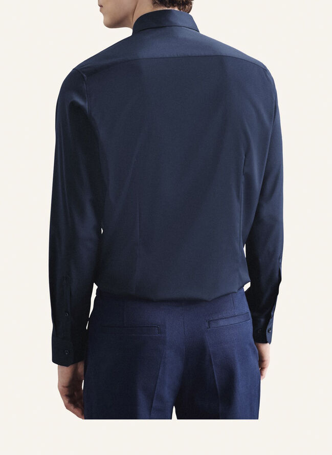 Seidensticker Performance shirt Slim Long sleeve Kent-Collar Uni Blue
