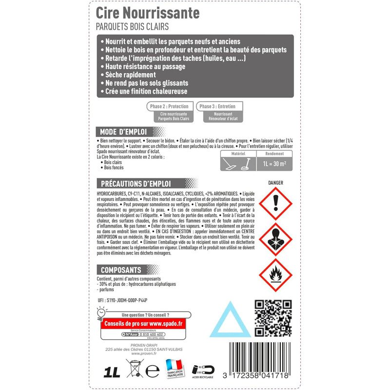 Cire parquet chêne clair 1 L