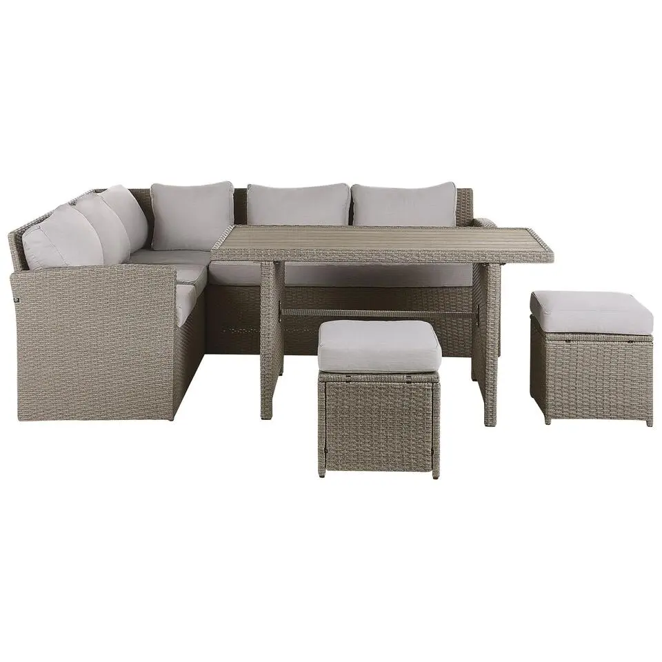 BARDI - Loungeset voor 5 - Natuurlijk - PE rotan
