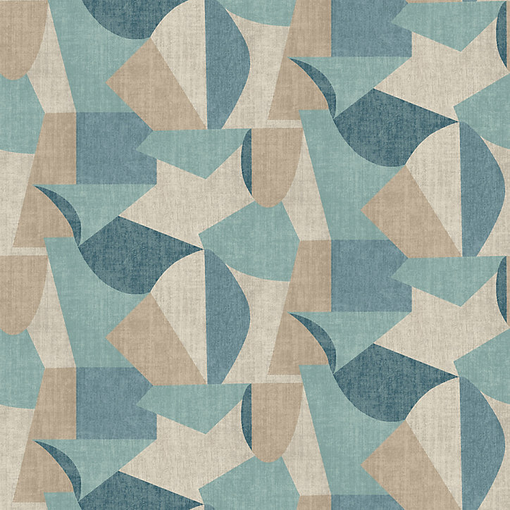 Papier peint vinyle intissé graphique GoodHome bleu et beige L.10m x l.53cm